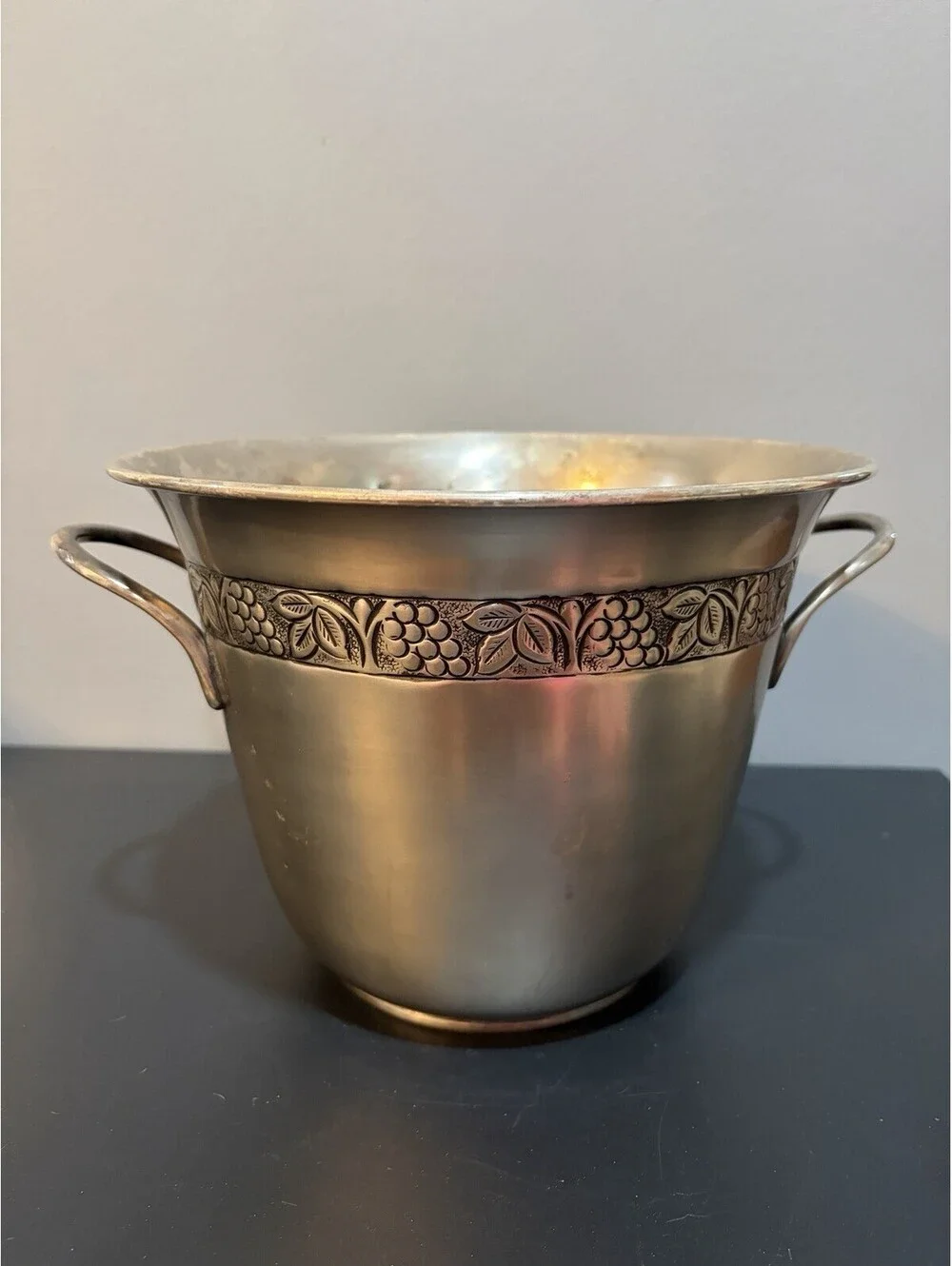 Vintage Pottery Barn Silver Metal Champagne Wine Chiller w/ Handles